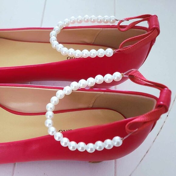 C.Paravano Red Low Heel Women's Pumps Bridal Wedding Shoes -Size 6.5, UK 37 - Picture 7 of 8